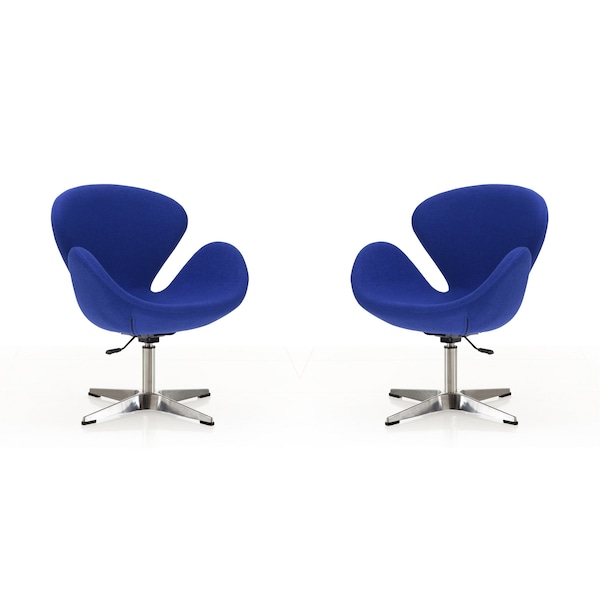 Manhattan Comfort Raspberry Adjustable Swivel Chair in Blue and Polished Chrome, PK2 2-AC038-BL - main